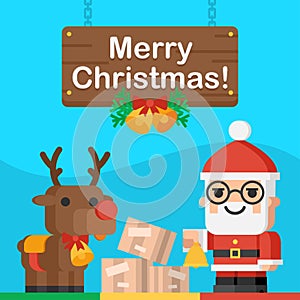 Santa Claus and reindeer Christmas concept