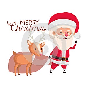 Santa claus with reindeer and merry christmas avatar character