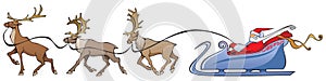 Santa Claus reindeer sleighing