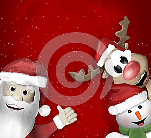 Santa Claus Reindeer Snowman