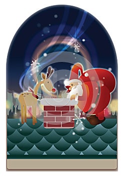 santa claus and reindeer. Vector illustration decorative design