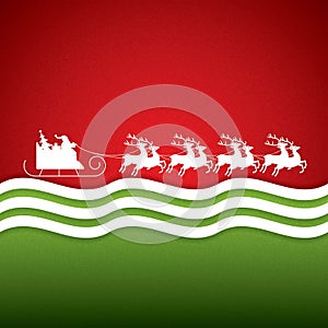 Santa Claus rides in a reindeer sleigh