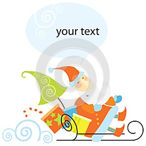 Santa Claus rides in a sleigh