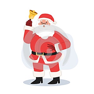 Santa claus is ringing the bell. annoucement. attiontion. Winter sale .Vector illustration photo