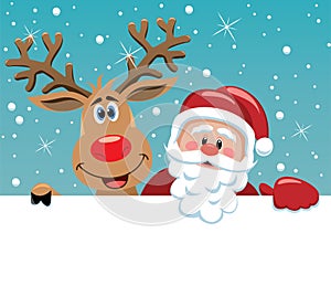 Santa claus and rudolph deer