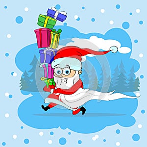 Santa Claus Run Carry Gift Box Merry Christmas