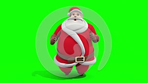 Santa claus run cycle front Christmas green screen 3D rendering animation loop