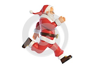 Santa Claus running isolated on white background 3d rendering