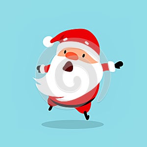 Santa Claus runs quickly, hurrying. Christmas vector illustration. Element from the New Year`s collection of characters