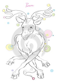 Santa Claus`s reindeer Prancer drawing photo