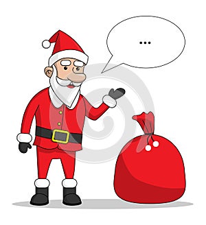 Santa Claus with sack full of gift and present. Happy
