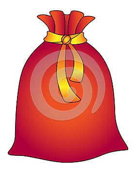 Santa Claus sack with Gifts - vector full-color New Year`s illustration. Santa Claus sack - red Christmas picture for decor
