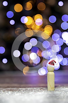 Santa Claus with Santa hat on bokeh background, Christmas tree, copy space, Holiday,Merry Christmas concept