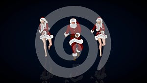 Santa Claus and santa helpers swing dancing, loop