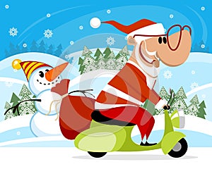 Santa Claus on a scooter