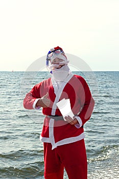 Santa Claus on the Sea with Tickets