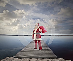 Santa Claus at the seaside