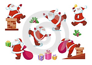 Santa Claus set. Christmas collection. Vector illustration