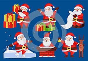 Santa Claus Set of Icons Vector Illustration