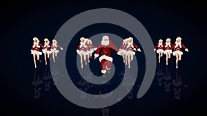 Santa Claus and sexy christmas ladies dancing  loop  Luma Matte