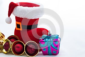 Santa claus shoe and gift