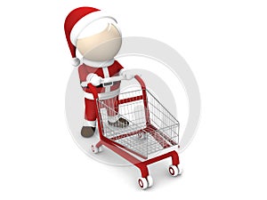 Santa Claus and shopping cart