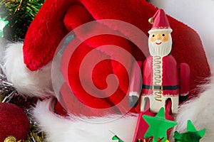 Santa Claus single focused with blur red hat