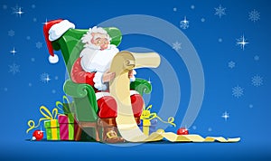 Santa claus sit in armchair and read