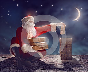Santa Claus sitting on the roof