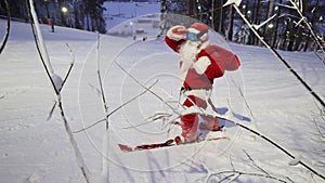 Santa Claus skier on slope