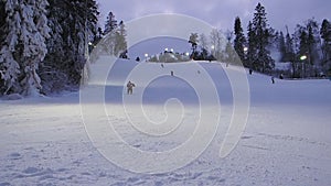 Santa Claus skiing downhill