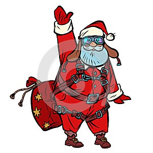 Santa Claus skydiver wishes you a merry Christmas