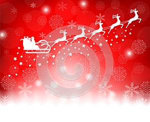 Santa Claus in sled rides in the reindeer