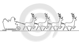 Santa claus on sleigh full of gifts and  reindeers. Happy new year. Merry christmas holiday