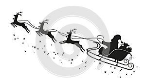 Santa Claus in a sleigh and with reindeer. Vector