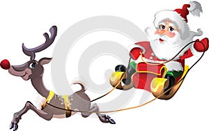 Santa-Claus in Sleigh with Rudolph photo