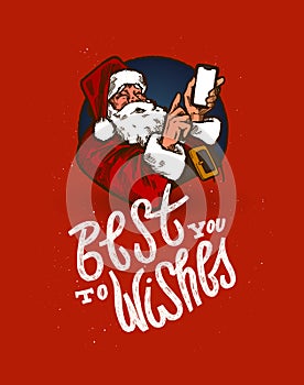 Santa Claus with smartphone