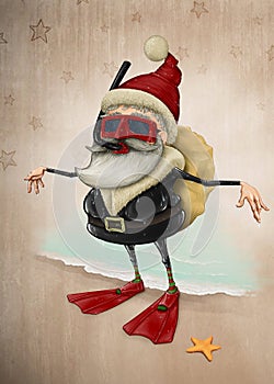 Santa Claus snorkeling