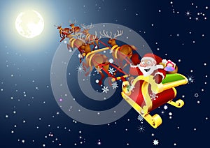 Santa Claus on snow sledge photo