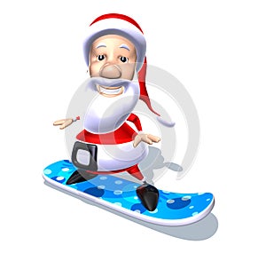 Santa Claus on a snowboard