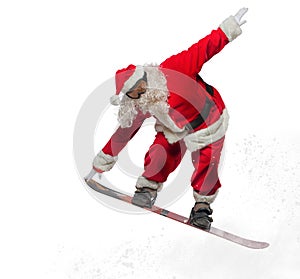 Santa Claus with snowboard