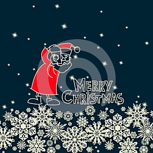 Santa claus with snowflakes vector christmas illustration