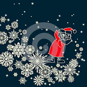 Santa claus with snowflakes vector christmas illustration