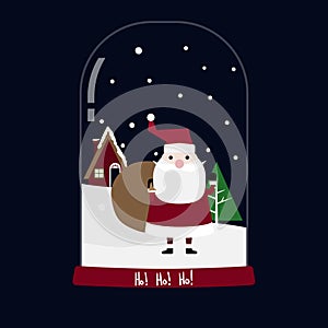 Santa Claus snowglobe on dark blue background