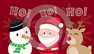 Santa Claus Snowman Reindeer Christmas Cartoon on