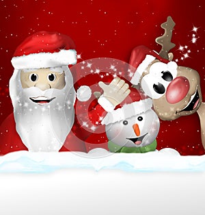 Santa Claus Sowman and Reindeer Christmas Feeling