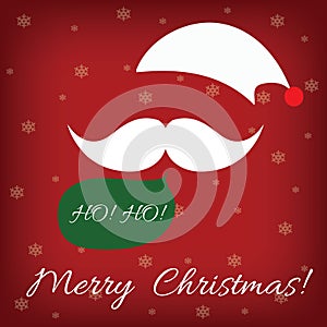 Santa claus and speech bubble with word Ho!Ho! and Merry