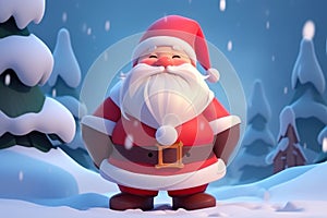 Santa Claus standing in snowy winter background