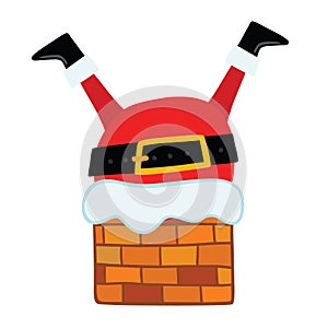 Santa Claus stuck in the Chimney.