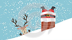 Santa claus stuck in the chimney animation